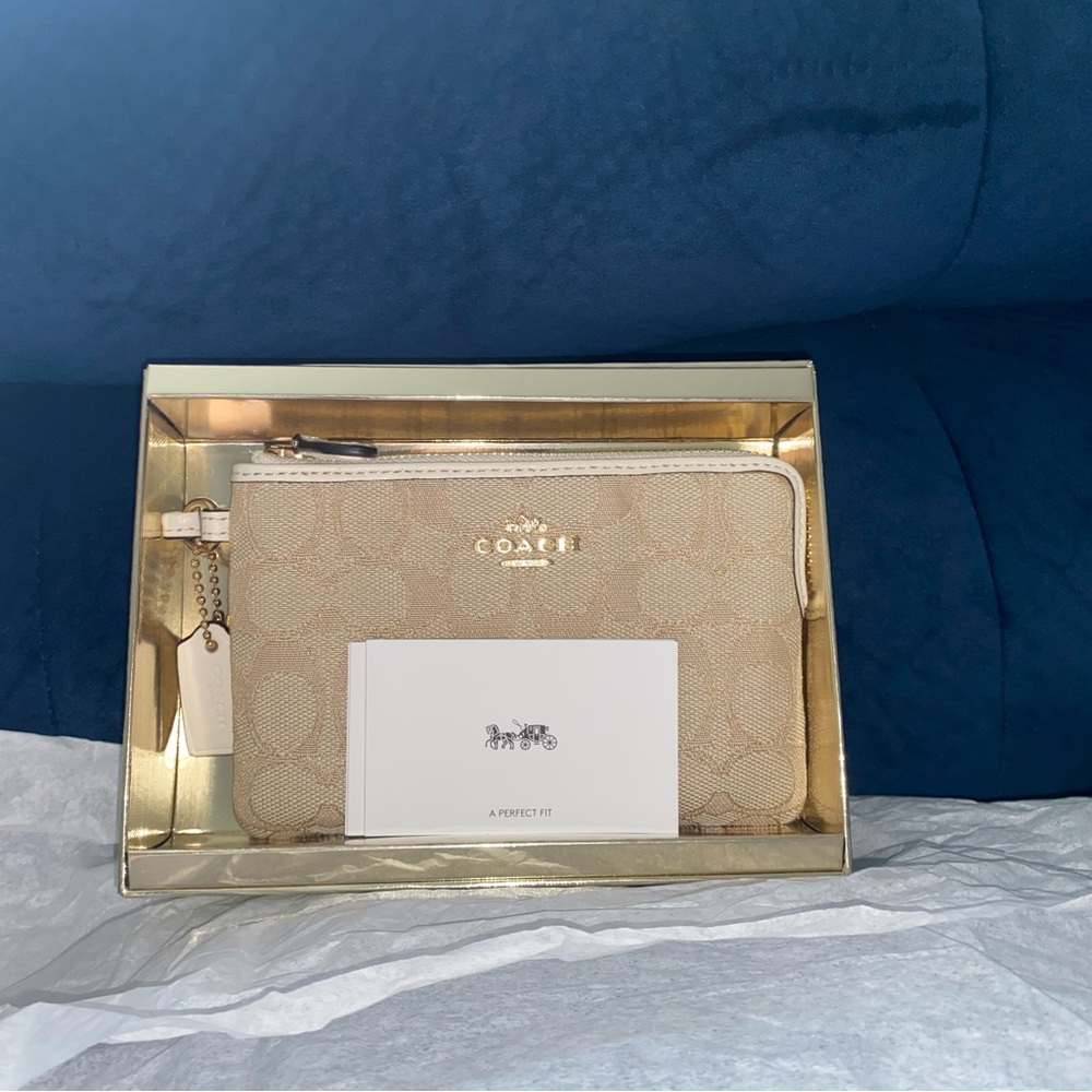 Coach Tan Wristlet with Gold Details